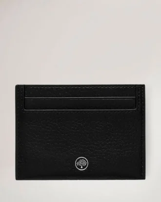 Credit Card Slip Black & Silver Small Classic Grain