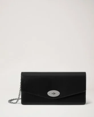 Darley Clutch Black High Shine Leather Women
