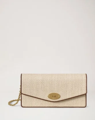Darley Clutch Ecru & Bright Oak Raffia & Leather Trim