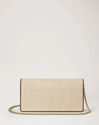 Darley Clutch Ecru & Bright Oak Raffia & Leather Trim
