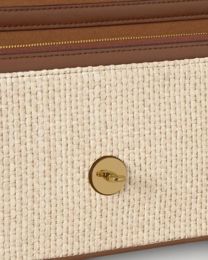 Darley Clutch Ecru & Bright Oak Raffia & Leather Trim Darley Clutch Ecru & Bright Oak Raffia & Leather Trim
