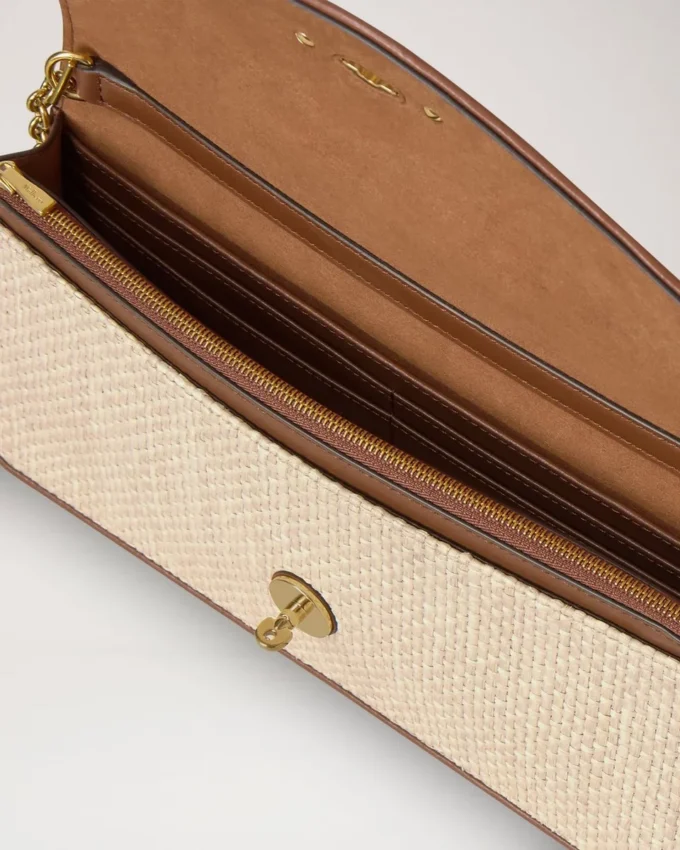 Darley Clutch Ecru & Bright Oak Raffia & Leather Trim Darley Clutch Ecru & Bright Oak Raffia & Leather Trim