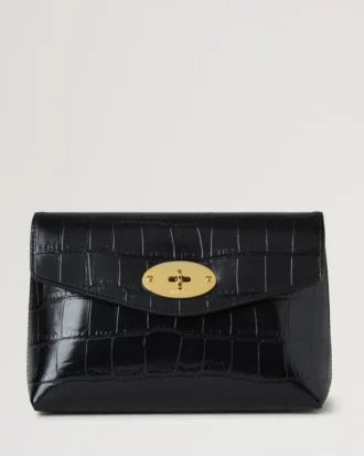 Darley Cosmetic Pouch Black Shiny Small Croc Women