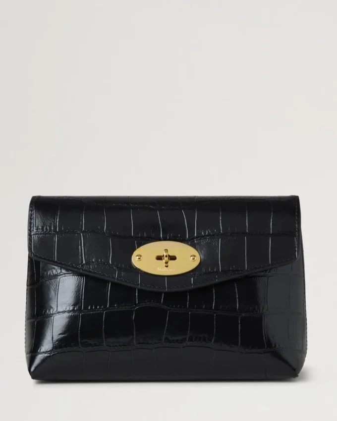 Darley Cosmetic Pouch Black Shiny Small Croc Women