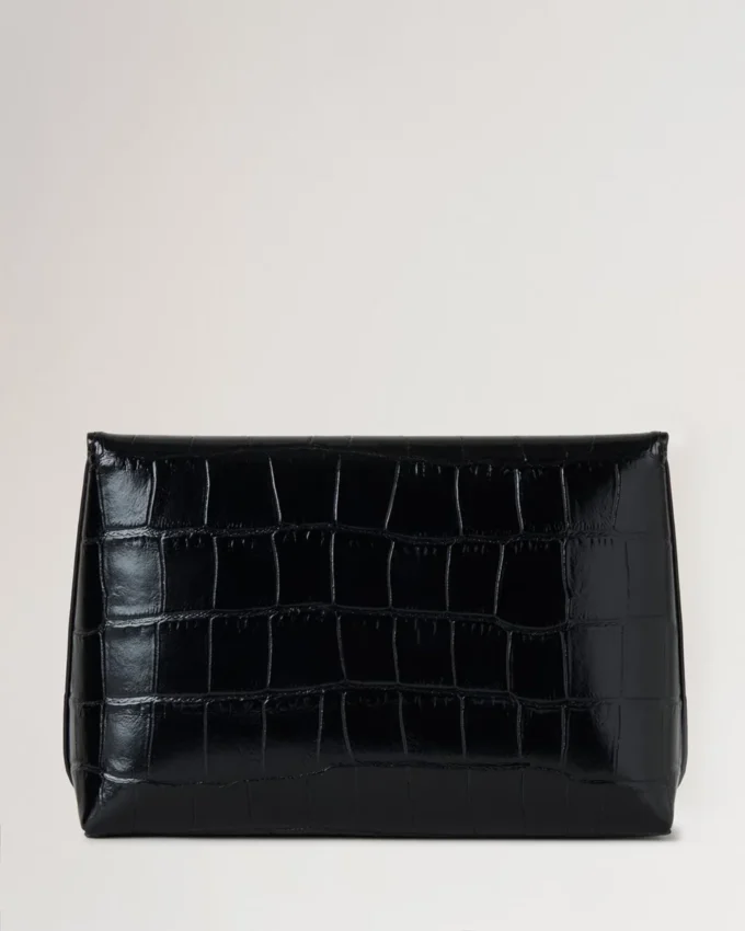 Darley Cosmetic Pouch Black Shiny Small Croc Women