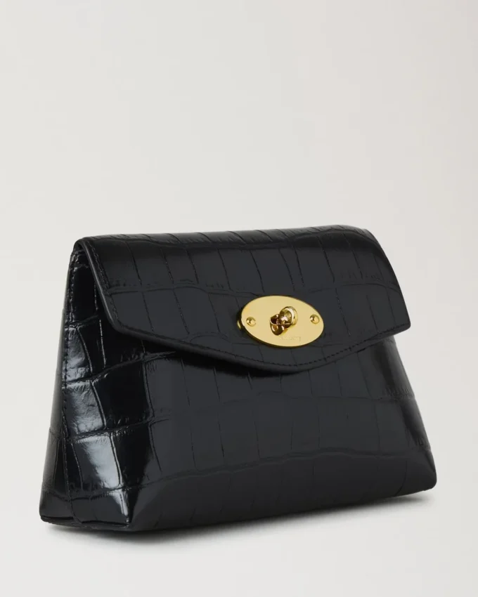 Darley Cosmetic Pouch Black Shiny Small Croc Women