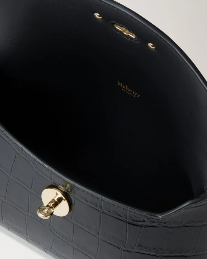 Darley Cosmetic Pouch Black Shiny Small Croc Women