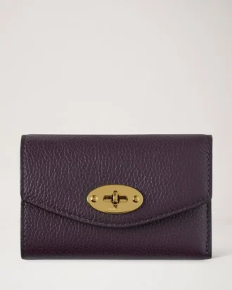 Darley Folded Multi-Card Wallet Deep Aubergine Small Classic Grain