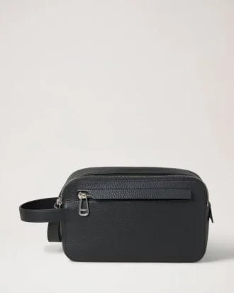 Double Zip Wash Case Black Heavy Grain Men