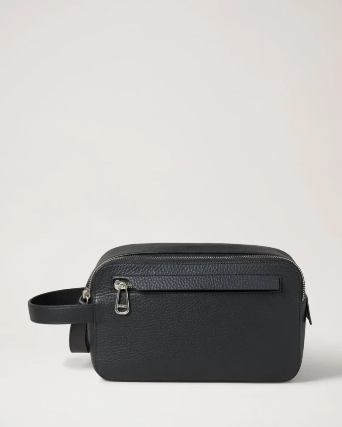 Double Zip Wash Case Black Heavy Grain Men