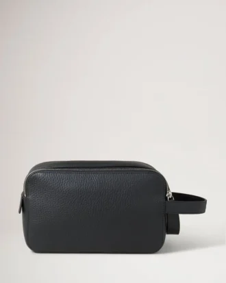 Double Zip Wash Case Black Heavy Grain Men