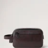 Double Zip Wash Case Dark Chocolate Two-Tone Leather