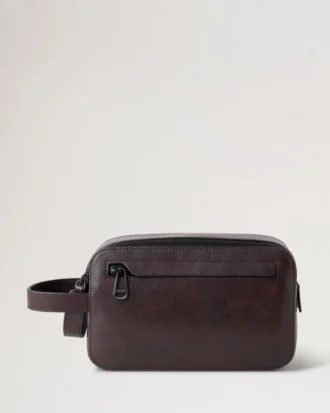 Double Zip Wash Case Dark Chocolate Two-Tone Leather Double Zip Wash Case Dark Chocolate Two-Tone Leather