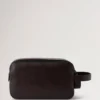 Double Zip Wash Case Dark Chocolate Two-Tone Leather