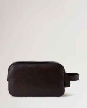 Double Zip Wash Case Dark Chocolate Two-Tone Leather Double Zip Wash Case Dark Chocolate Two-Tone Leather