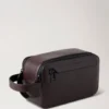 Double Zip Wash Case Dark Chocolate Two-Tone Leather