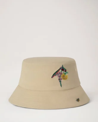 Embroidered Bucket Hat Ecru Cotton Summer Edit