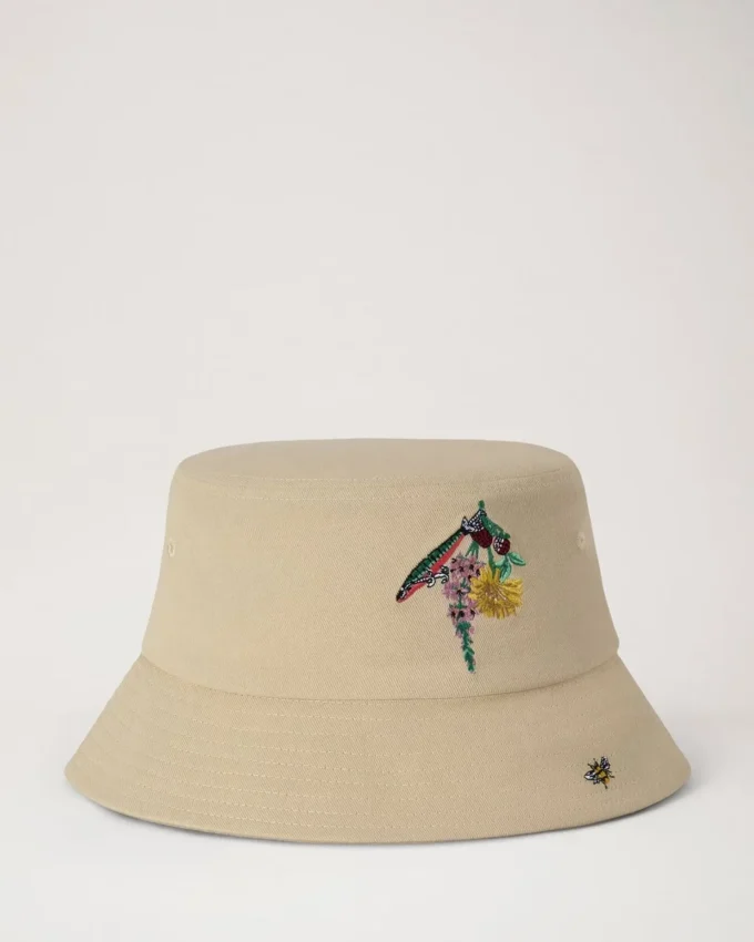 Embroidered Bucket Hat Ecru Cotton Summer Edit Embroidered Bucket Hat Ecru Cotton Summer Edit