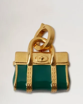 Enamel Bayswater Charm Malachite & Gold Mixed Material