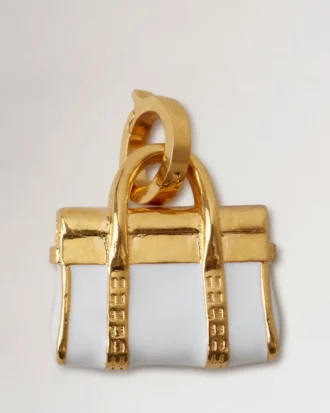 Enamel Bayswater Charm White & Gold Mixed Material