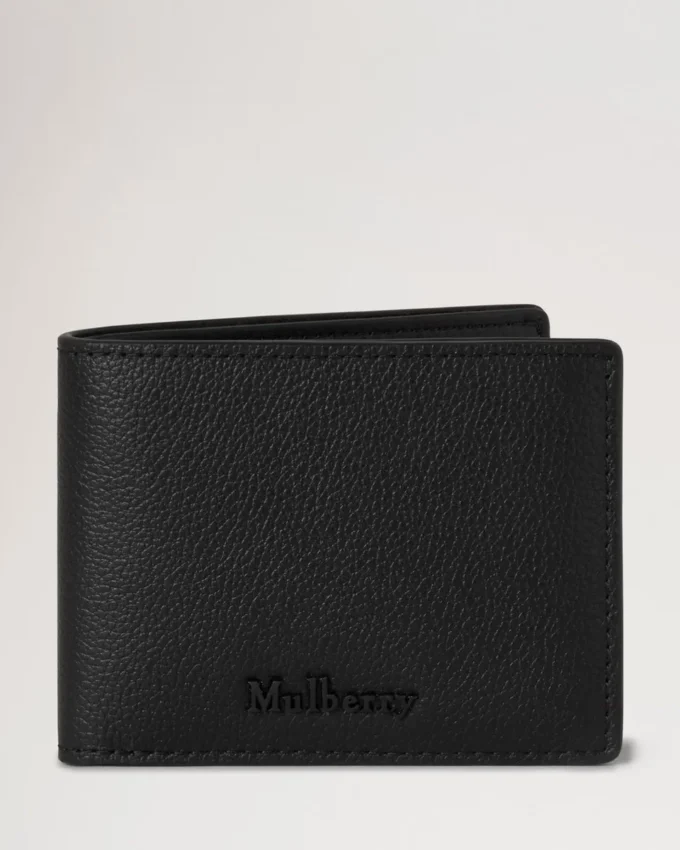 Farringdon Compact Bifold Wallet Black Small Pebble Grain