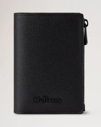 Farringdon Compact Wallet Black Small Pebble Grain