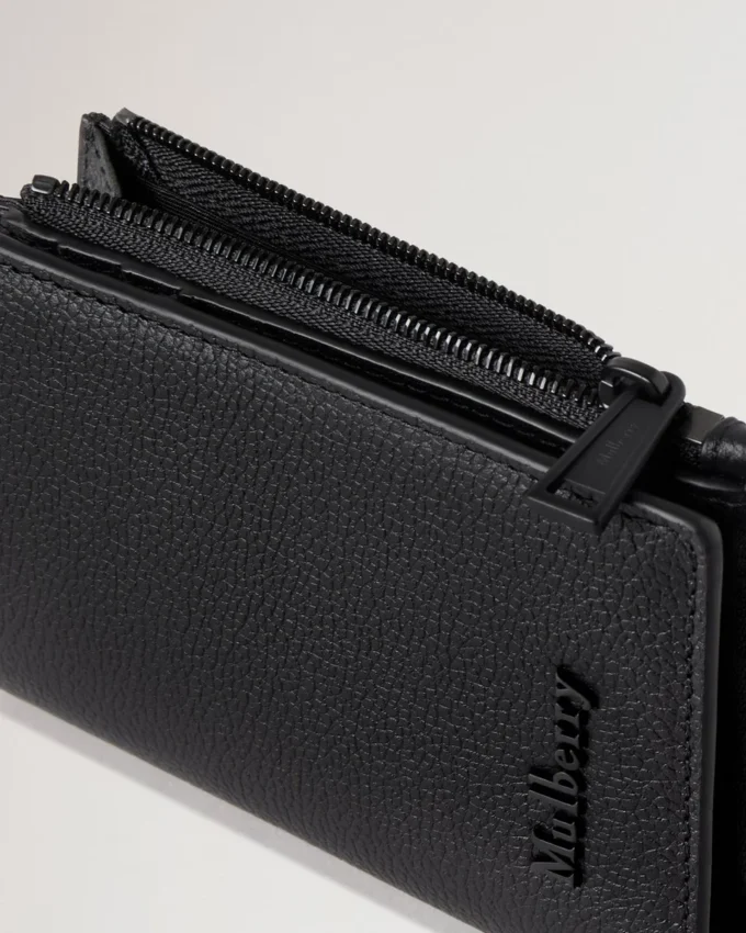 Farringdon Compact Wallet Black Small Pebble Grain