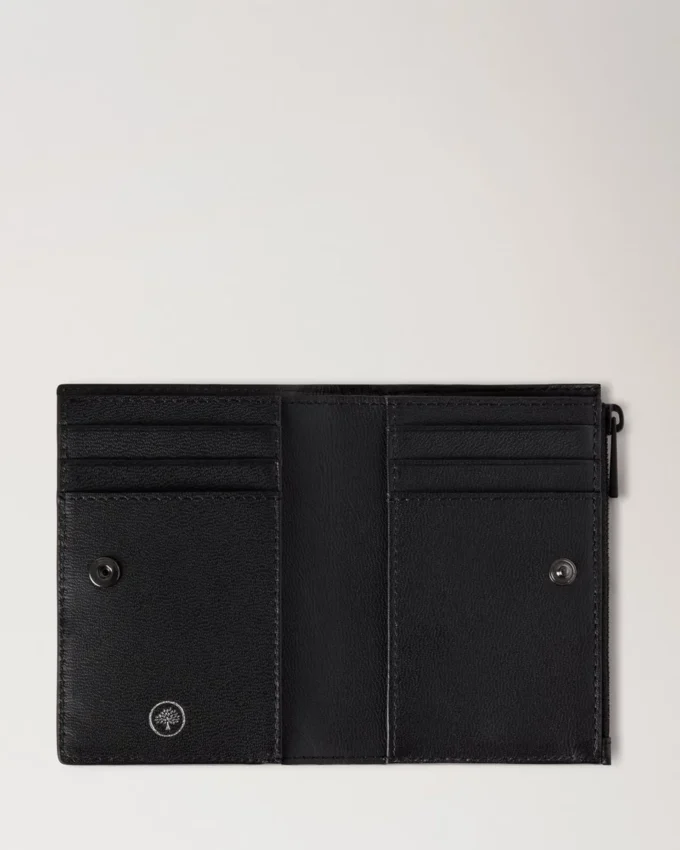 Farringdon Compact Wallet Black Small Pebble Grain