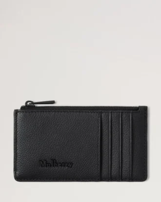 Farringdon Long Zipped Credit Card Holder Black Small Pebble Grain