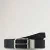 Farringdon Reversible Belt Black & Taupe Brown Small Pebble Grain Farringdon Reversible Belt Black & Taupe Brown Small Pebble Grain