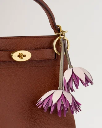 Flower Keyring – Dahlia Blossom Pink & Orchid Bloom Mixed Material