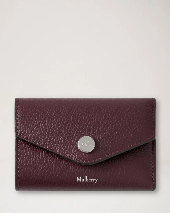 Folded Multi-Card Wallet Black Cherry Small Classic Grain