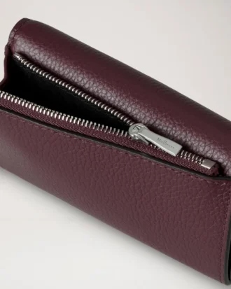 Folded Multi-Card Wallet Black Cherry Small Classic Grain