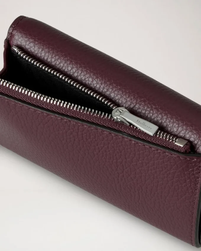 Folded Multi-Card Wallet Black Cherry Small Classic Grain