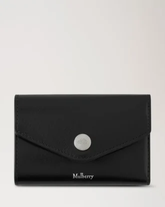 Folded Multi-Card Wallet Black High Shine Leather