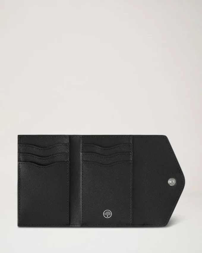 Folded Multi-Card Wallet Black High Shine Leather
