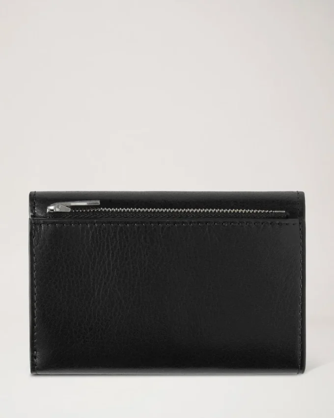 Folded Multi-Card Wallet Black High Shine Leather