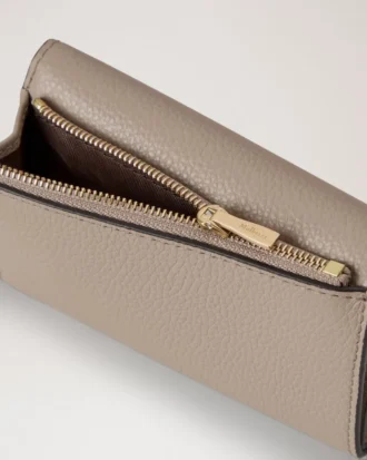Folded Multi-Card Wallet Cashmere Taupe Small Classic Grain