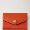 Folded Multi-Card Wallet Coral Orange Small Classic Grain Folded Multi-Card Wallet Coral Orange Small Classic Grain