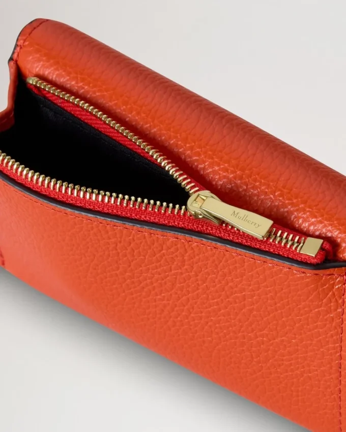 Folded Multi-Card Wallet Coral Orange Small Classic Grain Folded Multi-Card Wallet Coral Orange Small Classic Grain