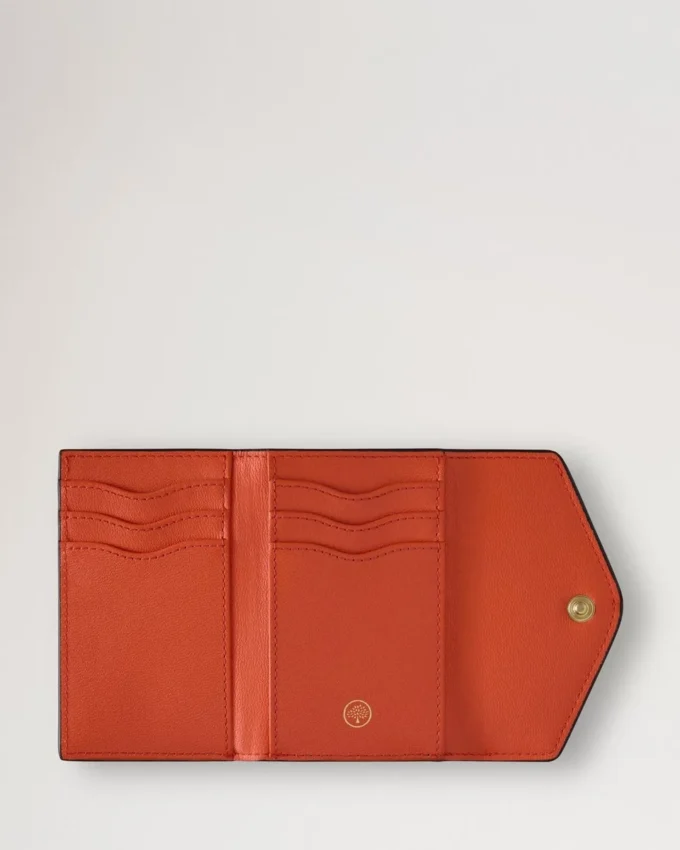 Folded Multi-Card Wallet Coral Orange Small Classic Grain Folded Multi-Card Wallet Coral Orange Small Classic Grain