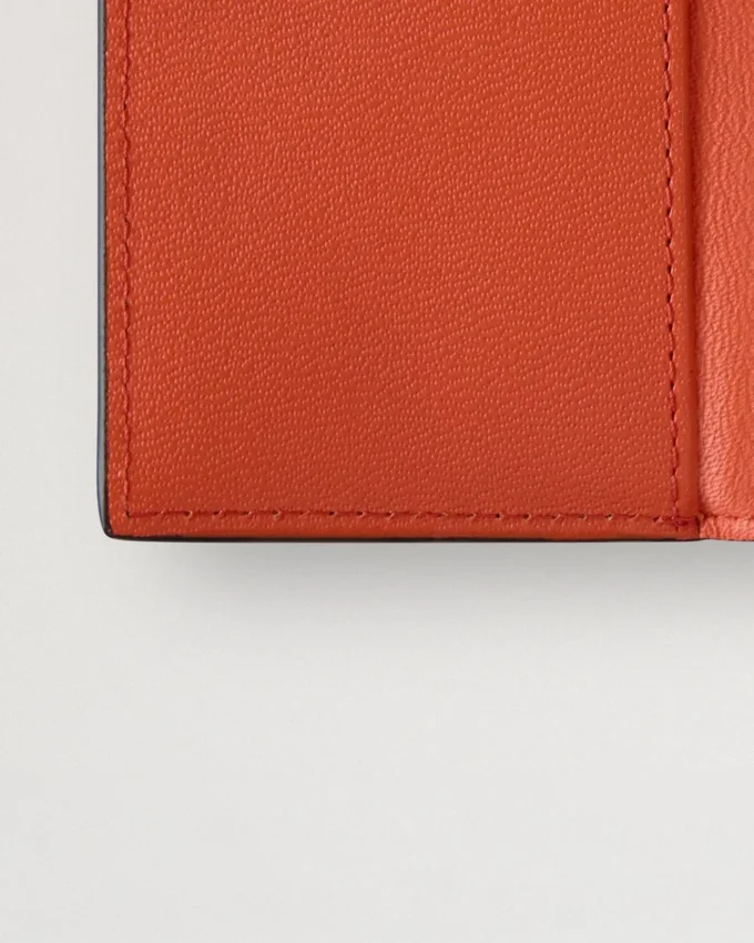 Folded Multi-Card Wallet Coral Orange Small Classic Grain Folded Multi-Card Wallet Coral Orange Small Classic Grain