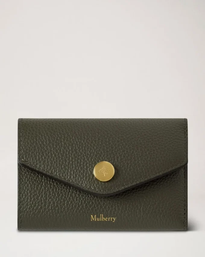 Folded Multi-Card Wallet Juniper Green Small Classic Grain