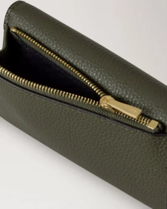 Folded Multi-Card Wallet Juniper Green Small Classic Grain
