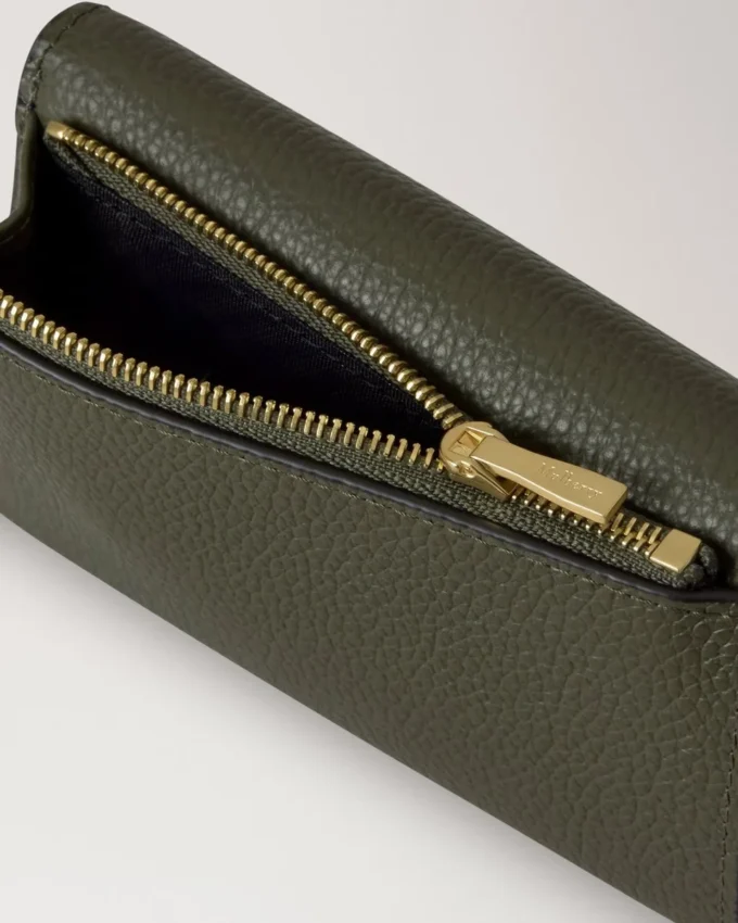 Folded Multi-Card Wallet Juniper Green Small Classic Grain