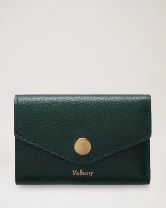 Folded Multi-Card Wallet Mulberry Green Small Classic Grain