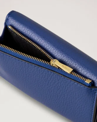 Folded Multi-Card Wallet Pigment Blue Small Classic Grain