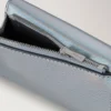 Folded Multi-Card Wallet Silver Iridescent Lizard Embossed Leather Folded Multi-Card Wallet Silver Iridescent Lizard Embossed Leather