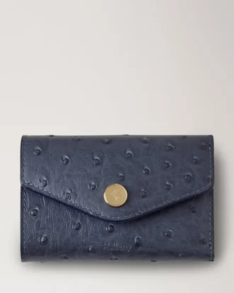 Folded Multi-Card Wallet Stormy Blue Ostrich Women