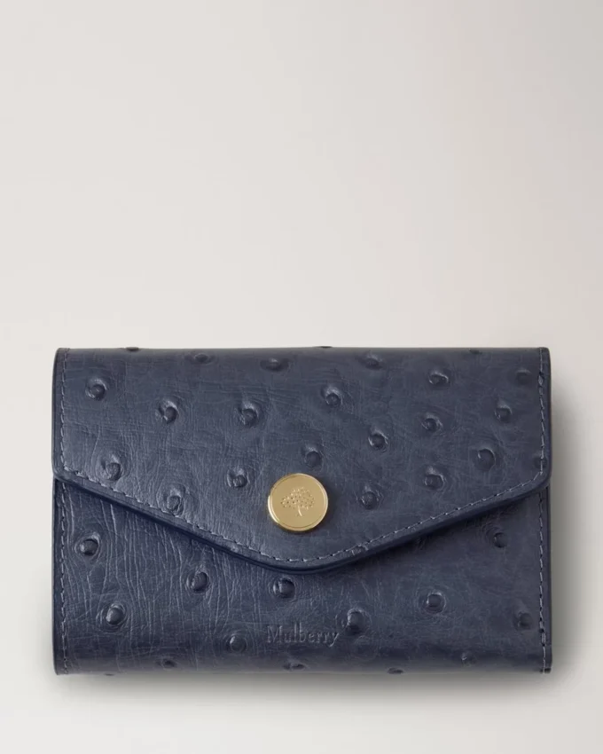 Folded Multi-Card Wallet Stormy Blue Ostrich Women Folded Multi-Card Wallet Stormy Blue Ostrich Women